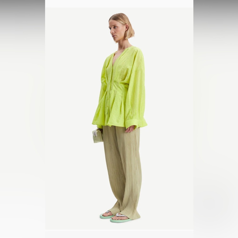SAMSOE Neon Green Button-Up Top - Picture 2 of 4